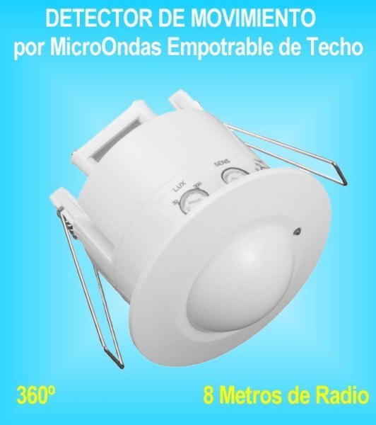 Detector de Movimiento Presencia Sensor Microondas Empotrable Techo 360